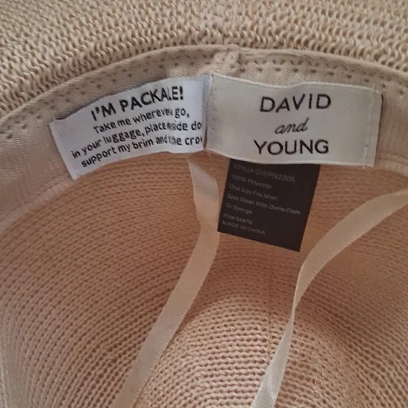David & Young Packable Straw Fedora Sun Hat Travel Beach Tan OS Like New! - Picture 2 of 6